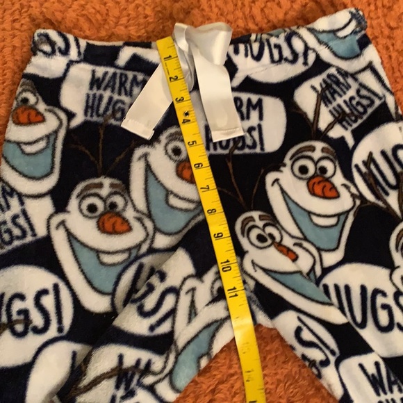 DISNEY Olaf Snowman Small PJ Bottoms Jammie Pants with ribbon tie at waist - Picture 11 of 15
